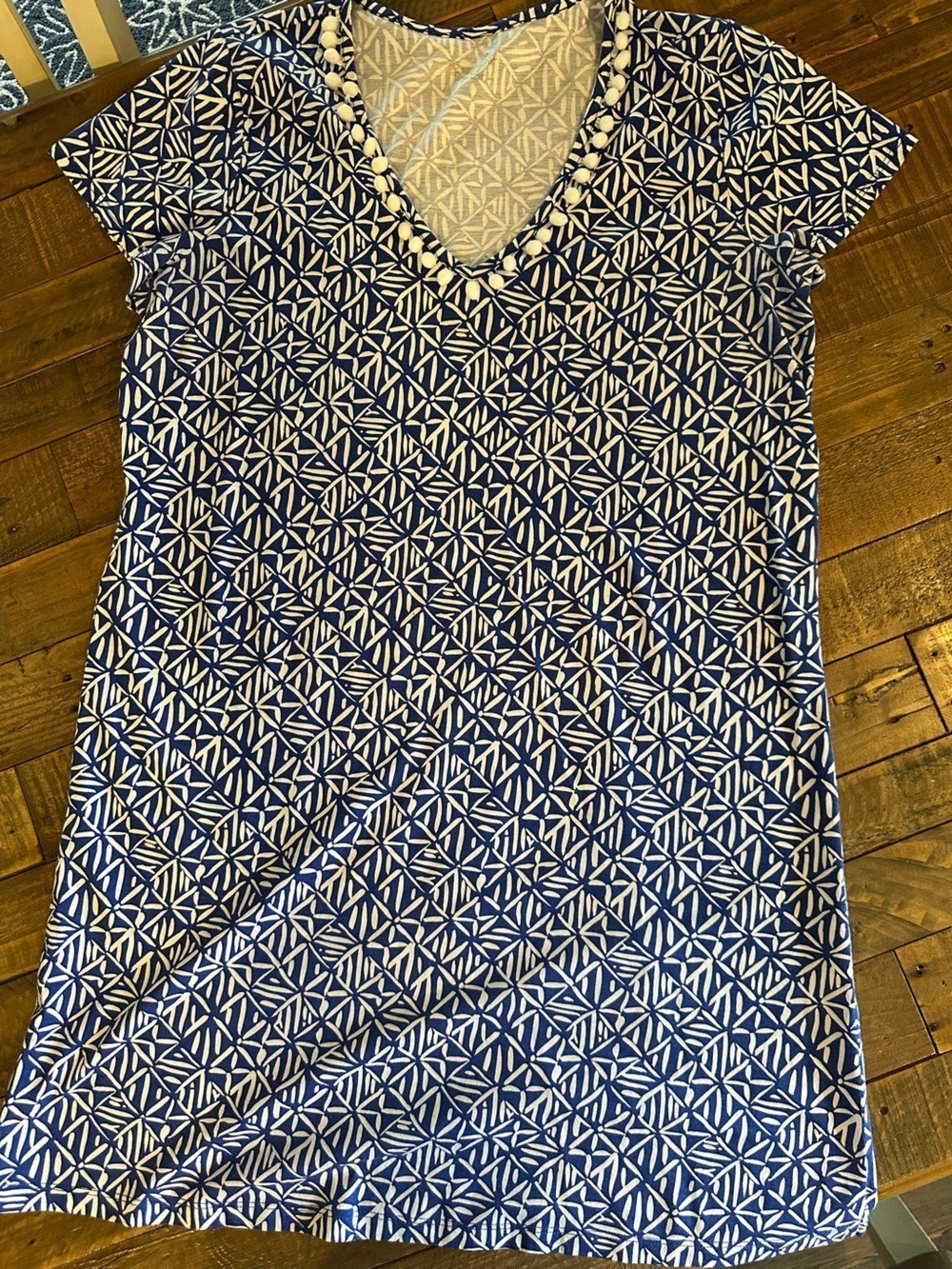 Lilly Pulitzer Etta Tshirt Dress in Corsica Blue Easy Peasy Pattern Size XL